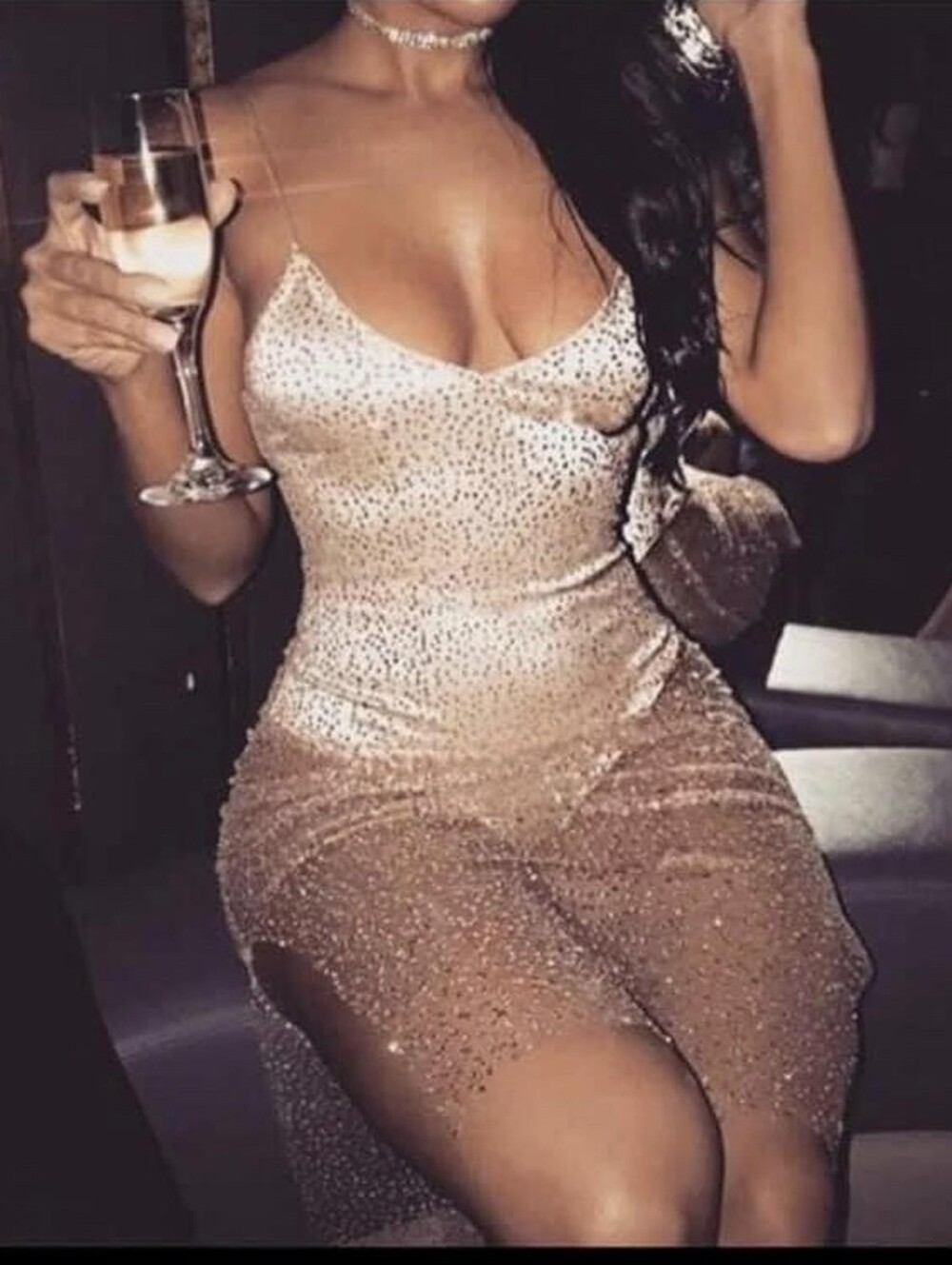 NWT Meshki Aviana Sparkly Glitter Mesh Sheer Bodysuit Midi Dress XS